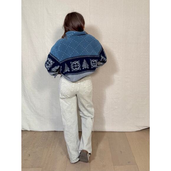 Vintage Polar Bear Fleece Jacket / Nordic Fair Isle Zip-Up - Picture 4 of 9